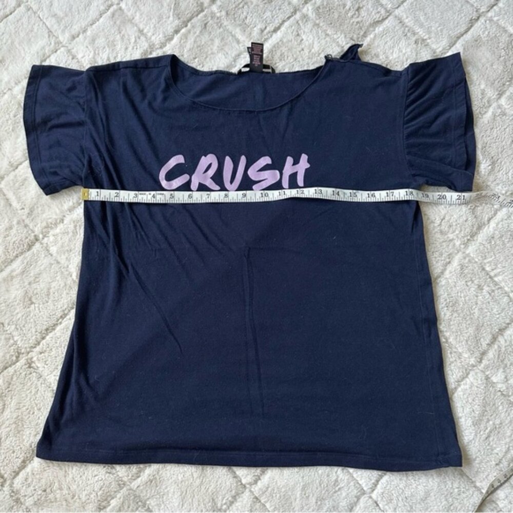 Victoria's Secret | Navy Blue "Crush" Short Sleeve Ruffle Pj Top | Size Medium - Picture 12 of 13